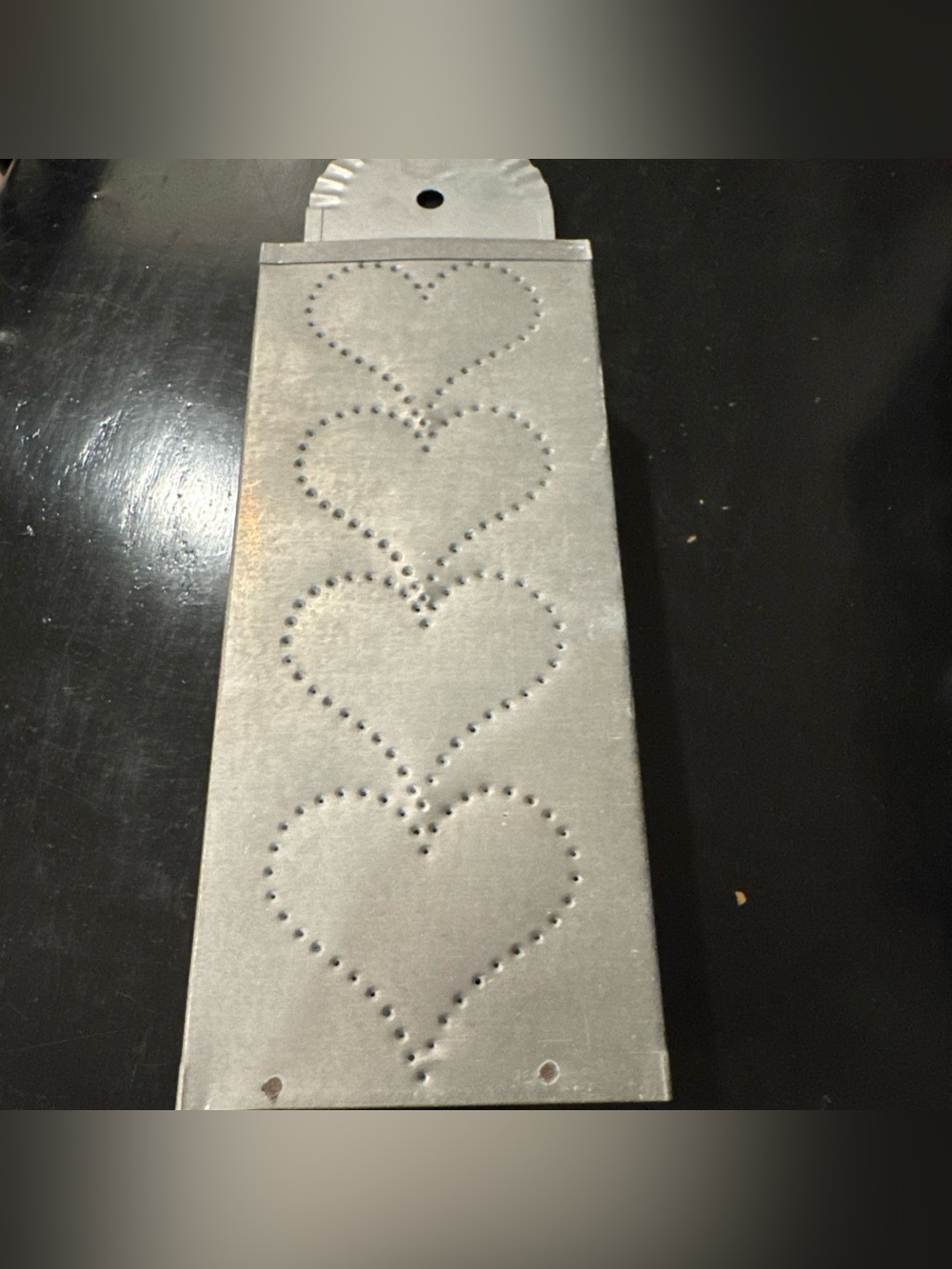 Metal Punched Tin Heart Pattern Wall Pocket for long matches sconce Panel -